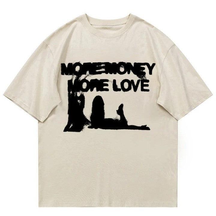 "MORE MONEY MORE LOVE" Y2K Oversized T-Shirt - VONVEX