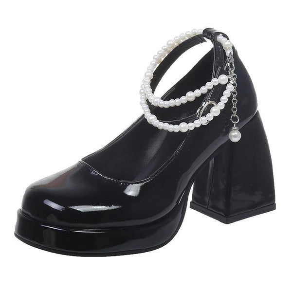 Pearl Lace Bow High Heels - VONVEX