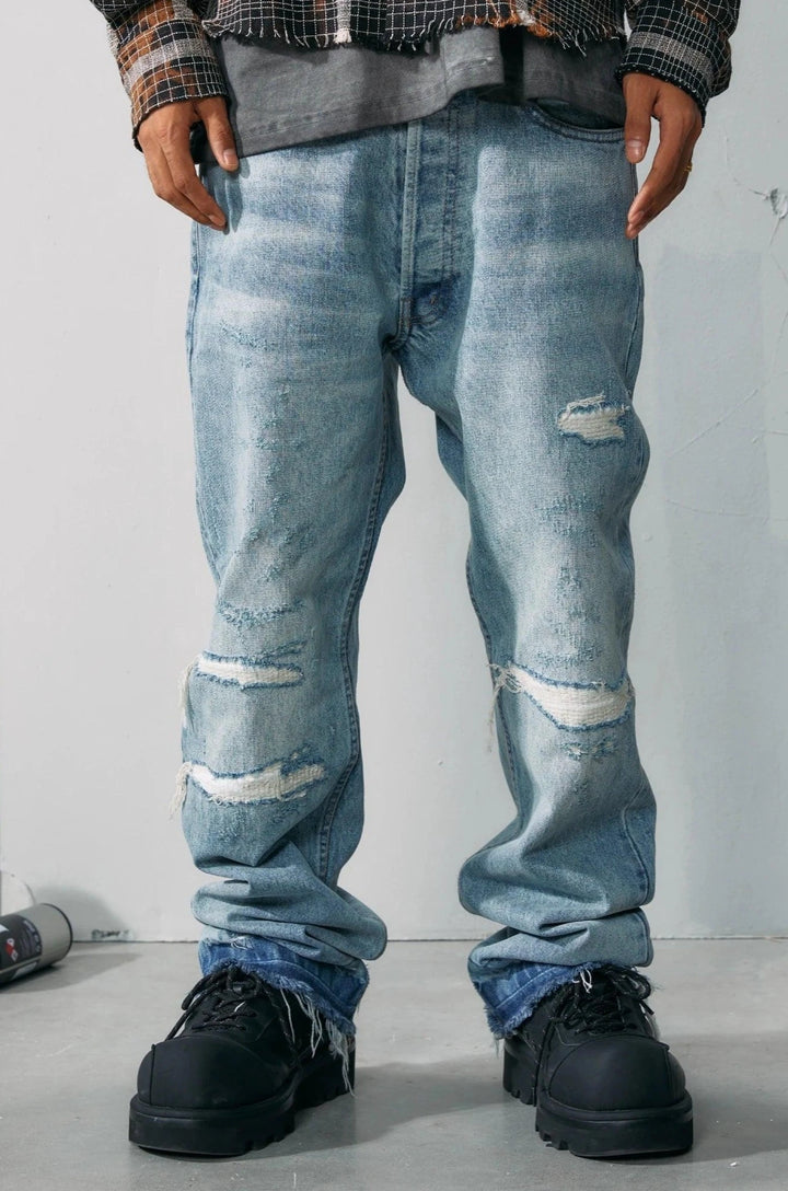 Y2K Ripped Denim Jean     - VONVEX