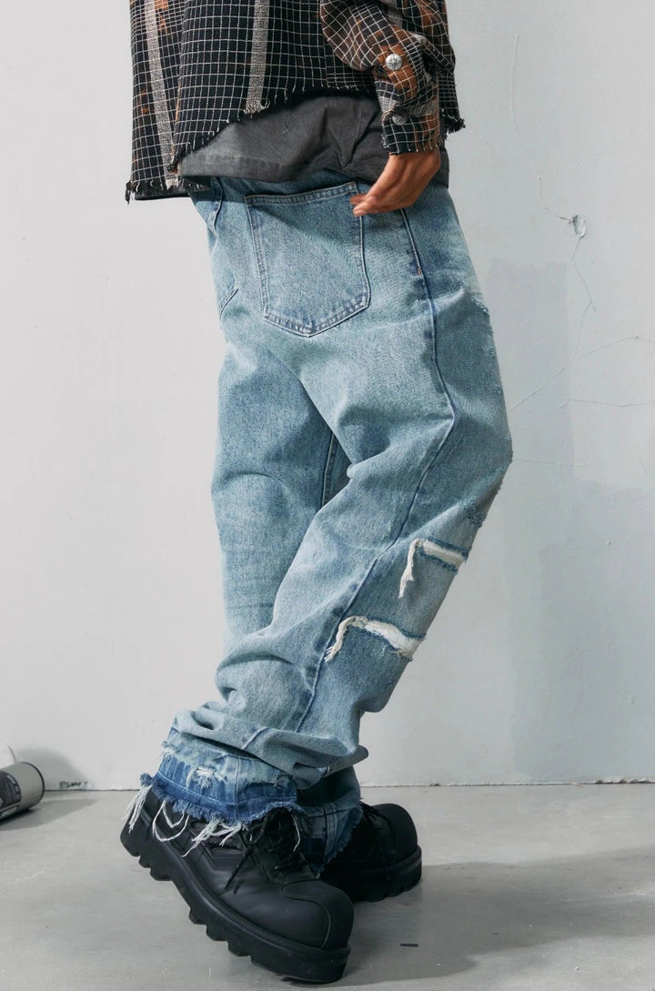 Y2K Ripped Denim Jean     - VONVEX