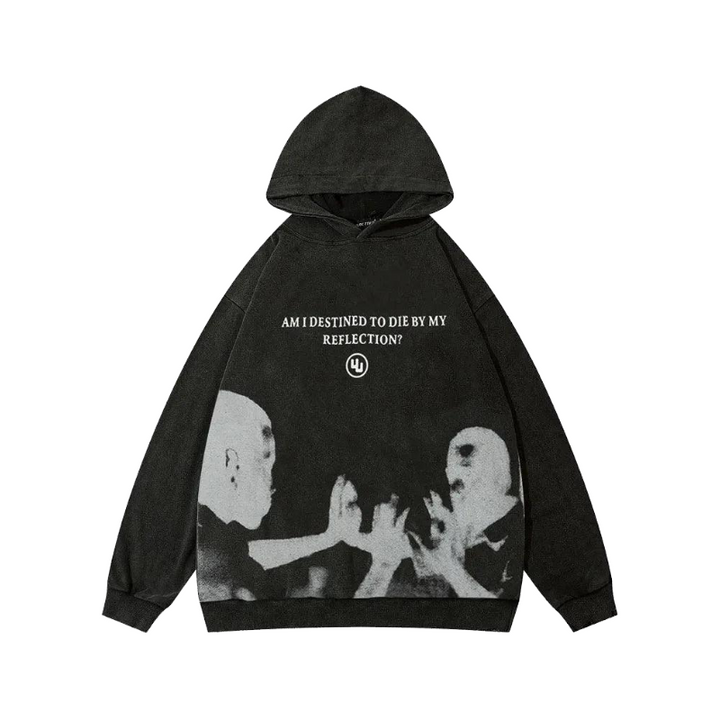 Y2K Mirror Reflection Oversize Hoodie     - VONVEX