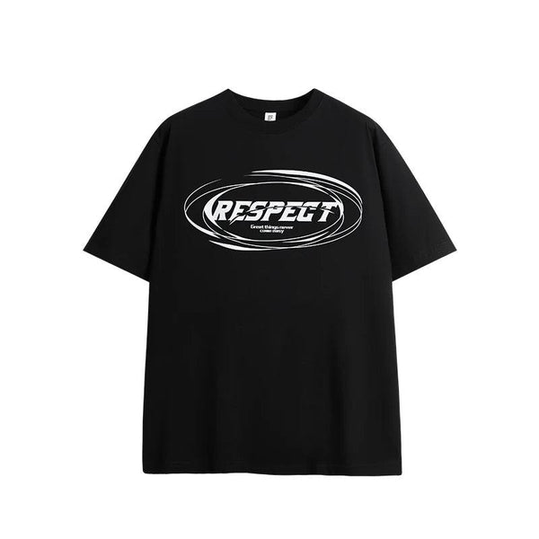 Respect Printing Oversized T-shirt  Black M  - VONVEX