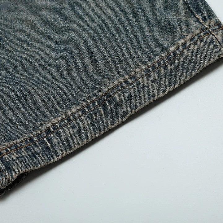 Retro Distressed Wide Leg Jean     - VONVEX