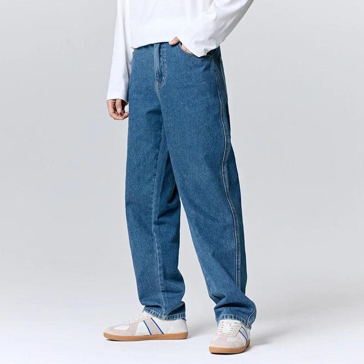 Retro Simple Loose Straight Jean  Dark blue 28  - VONVEX