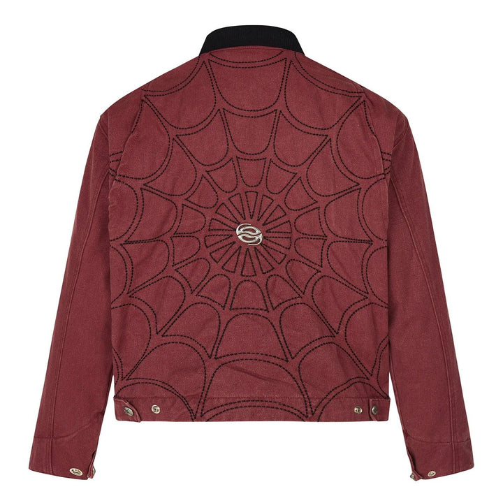 Retro Spider Web Embroidered Jacket     - VONVEX