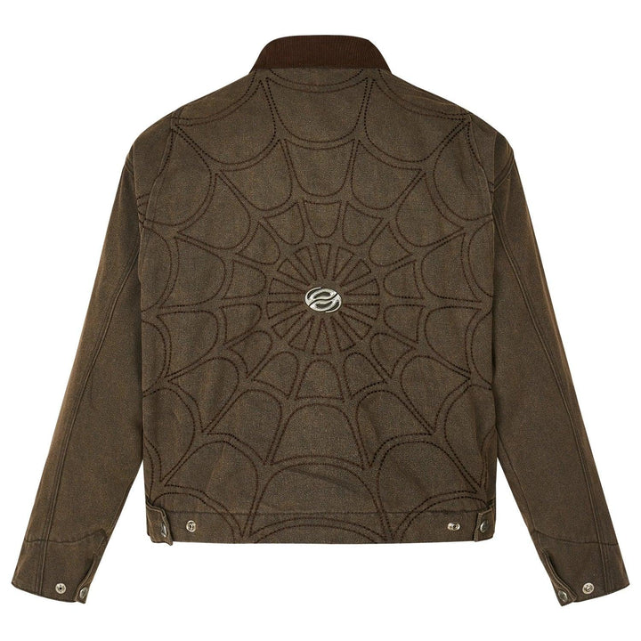 Retro Spider Web Embroidered Jacket     - VONVEX