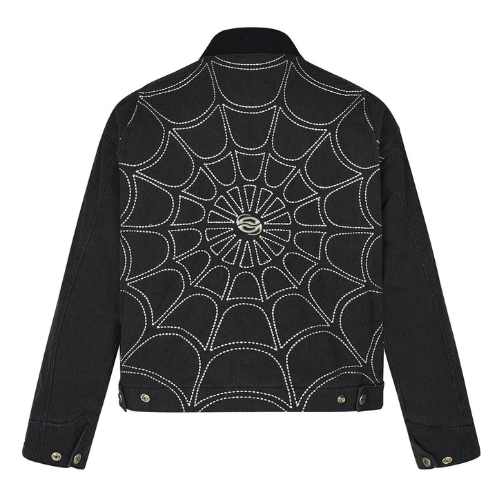 Retro Spider Web Embroidered Jacket     - VONVEX