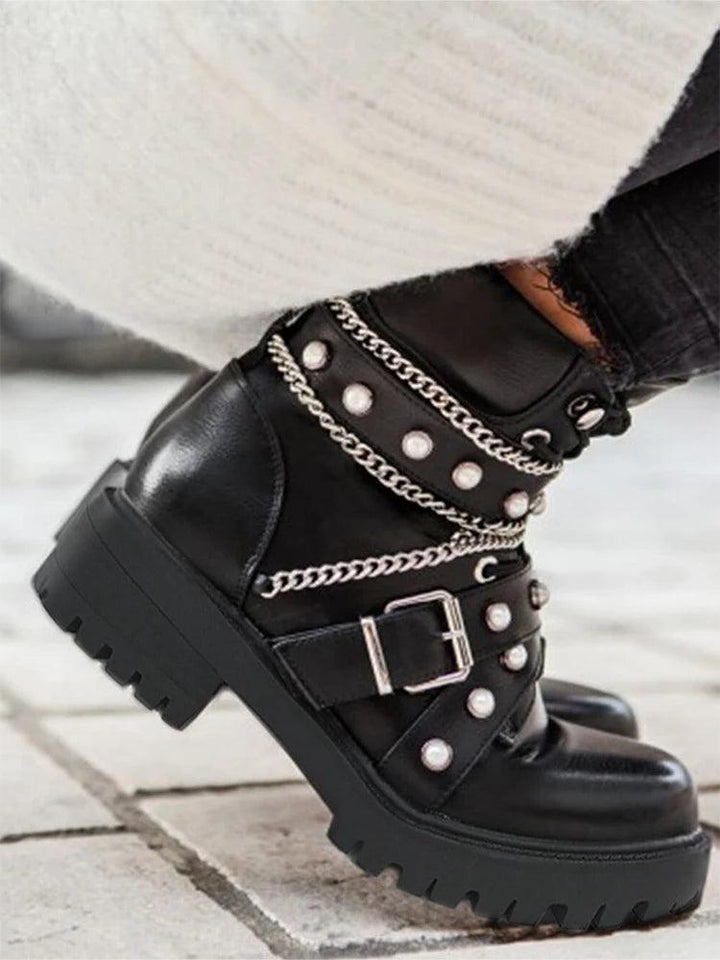 Rivet Pearl Punk Boots     - VONVEX