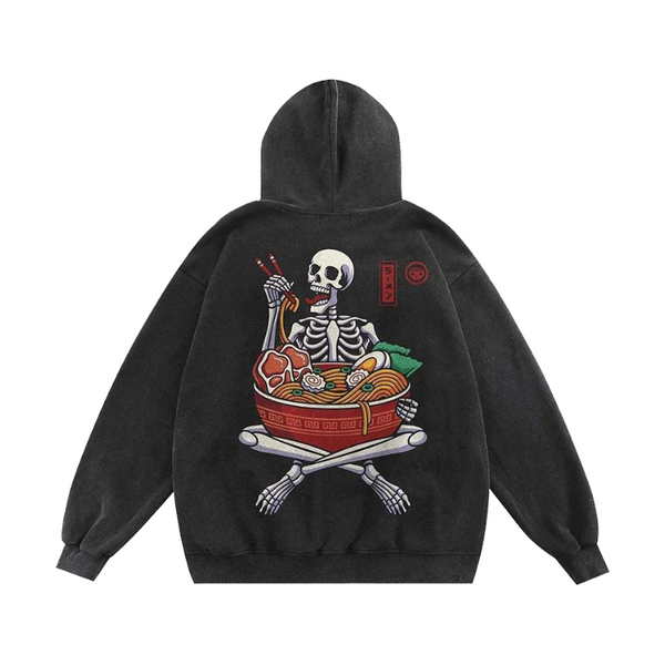 Skull Ramen Graphic Oversize Hoodie     - VONVEX