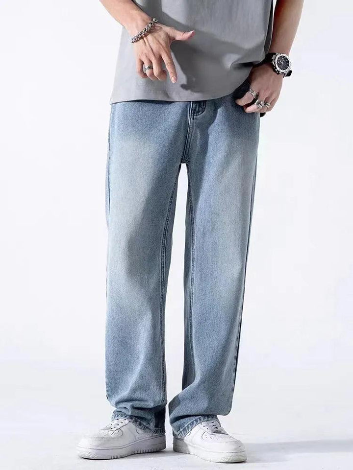 Straight Jeans Denim Pants     - VONVEX