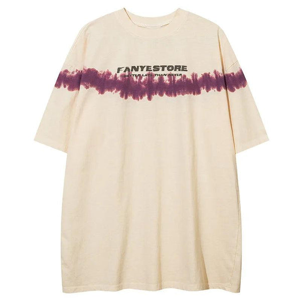 Tie Dye Casual Printed T-Shirt  Apricot S  - VONVEX