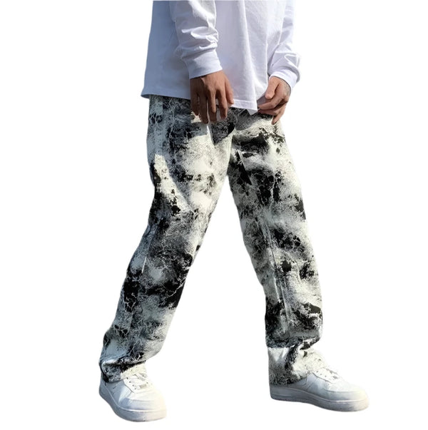 Unique Y2K Print Jeans  Black-White S  - VONVEX