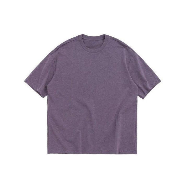 Unisex Solid Casual T-Shirt  grey purple S  - VONVEX