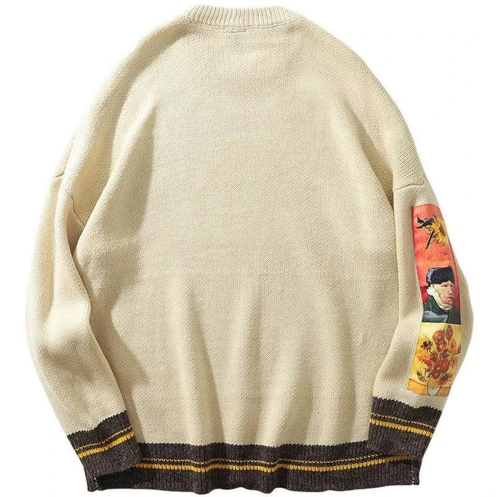 Van Gogh Embroidery Knitted Sweater     - VONVEX