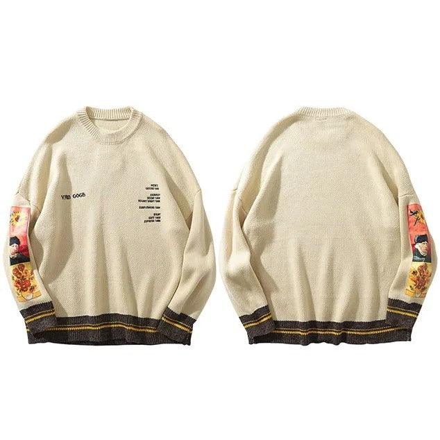 Van Gogh Embroidery Knitted Sweater     - VONVEX