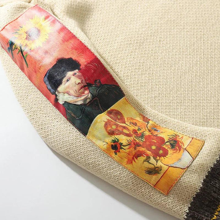 Van Gogh Embroidery Knitted Sweater     - VONVEX