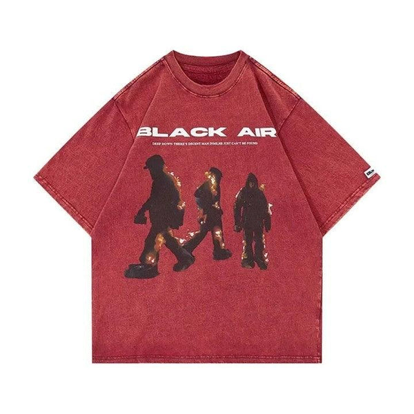 Vintage BLACK AIR Flame T-Shirt  Red M  - VONVEX