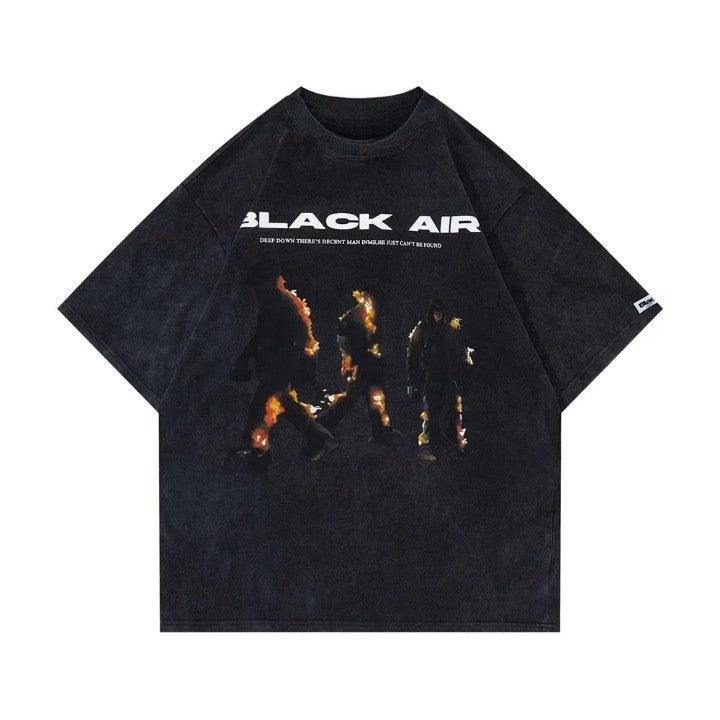 Vintage BLACK AIR Flame T-Shirt  Black M  - VONVEX