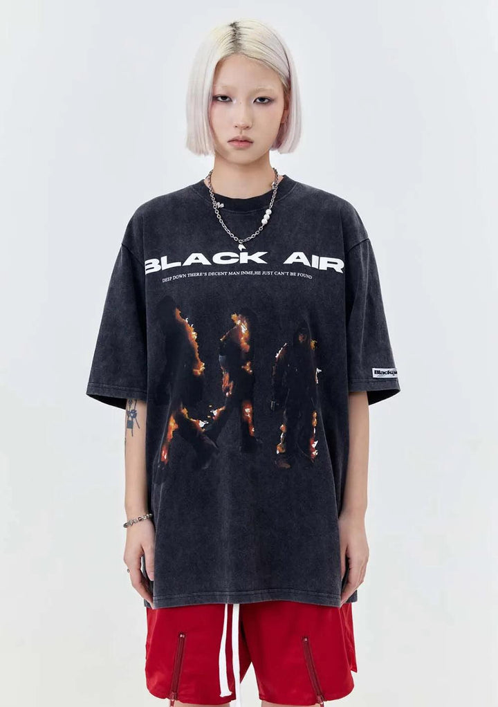 Vintage BLACK AIR Flame T-Shirt     - VONVEX