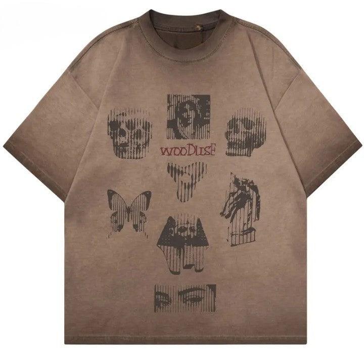 Vintage Skull Butterfly Oversized T-Shirt - VONVEX