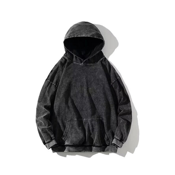 Y2K Vintage Black Wash Hoodie     - VONVEX