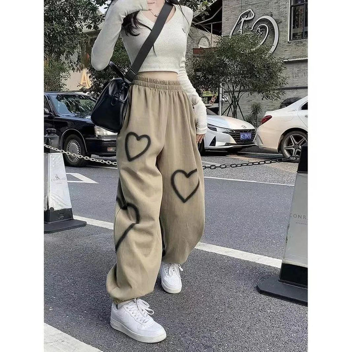 White Heart Leggings  Pants  Khaki S  - VONVEX