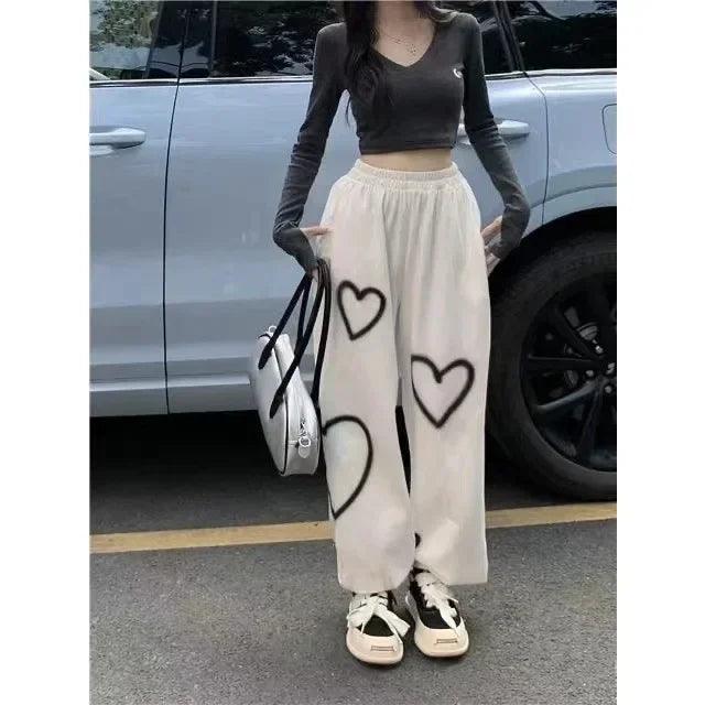 White Heart Leggings  Pants  White S  - VONVEX