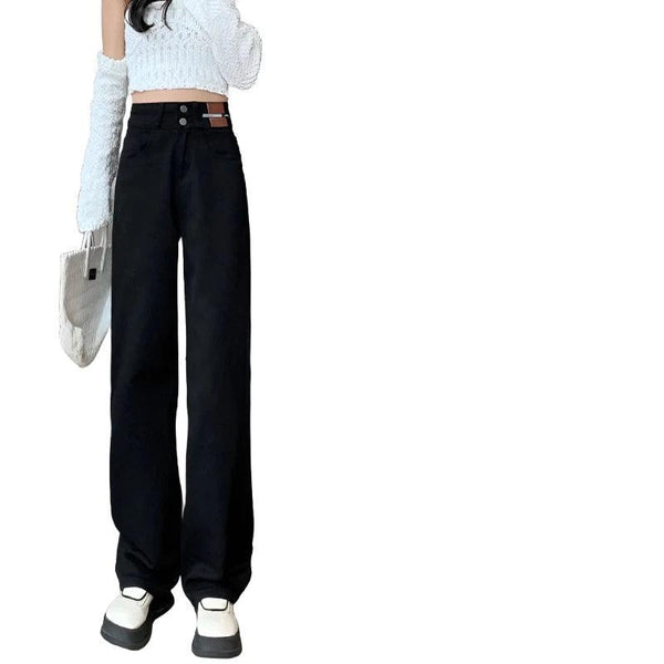 Winter Warm Fleece Denim Wide-Leg Jeans     - VONVEX