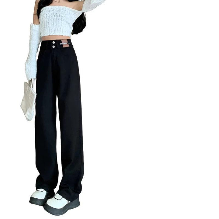 Winter Warm Fleece Denim Wide-Leg Jeans  Black XS  - VONVEX