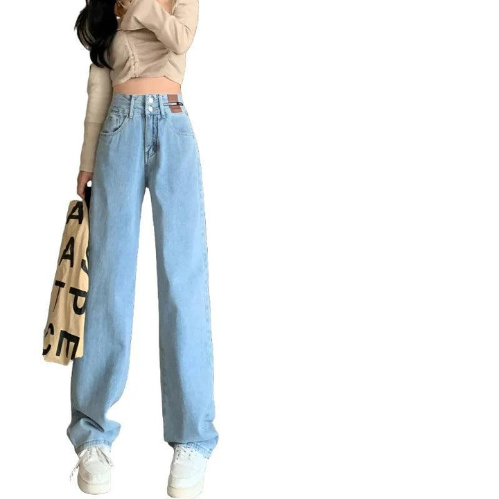 Winter Warm Fleece Denim Wide-Leg Jeans     - VONVEX