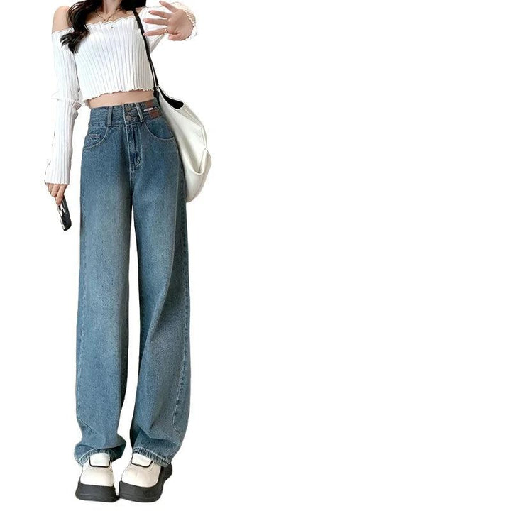 Winter Warm Fleece Denim Wide-Leg Jeans     - VONVEX