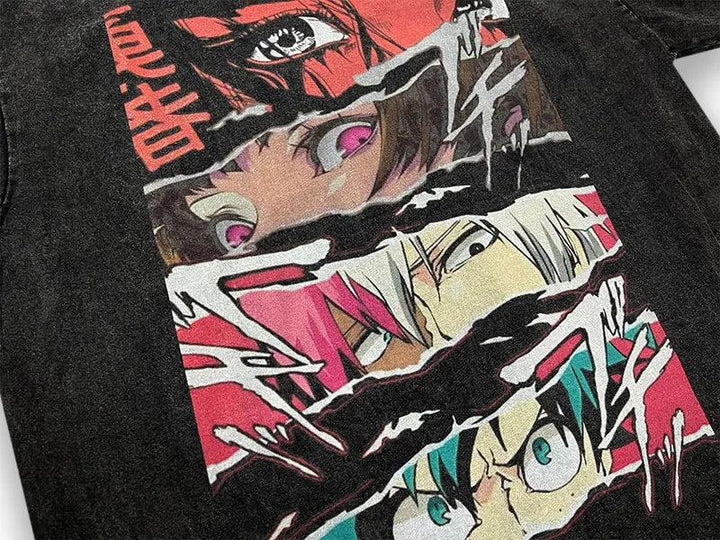Y2K Anime Eyes Print Oversize T-Shirt - VONVEX