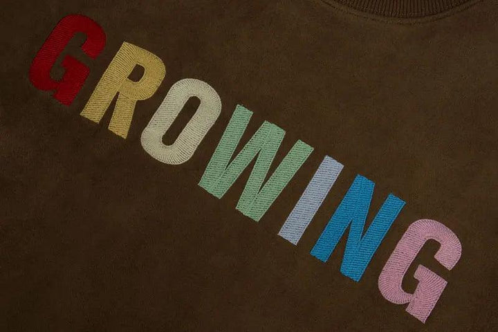 Y2K Embroidery Rainbow Letter T-Shirt     - VONVEX