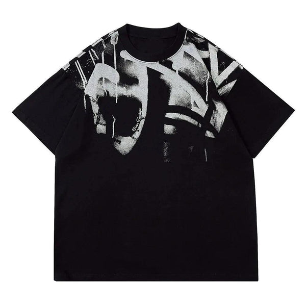 Y2K Gothic Graffiti Graphic T-Shirt     - VONVEX