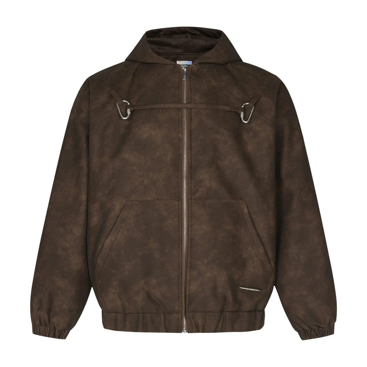 Y2K Halo Dyed Leather Jacket jacket Dark Brown M  - VONVEX