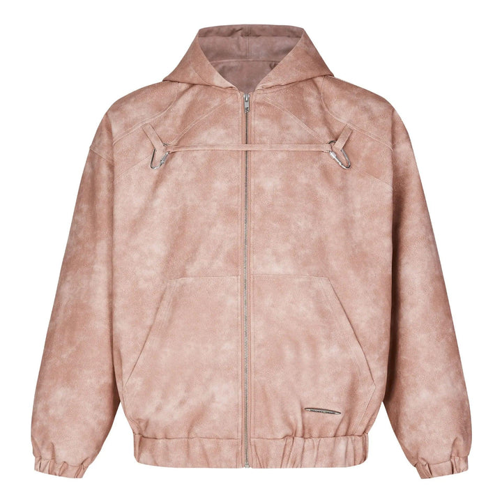 Y2K Halo Dyed Leather Jacket jacket Pink M  - VONVEX