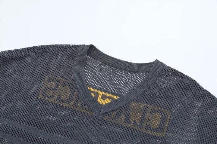 Y2K Retro Knitted Letter Oversized T-Shirt - VONVEX