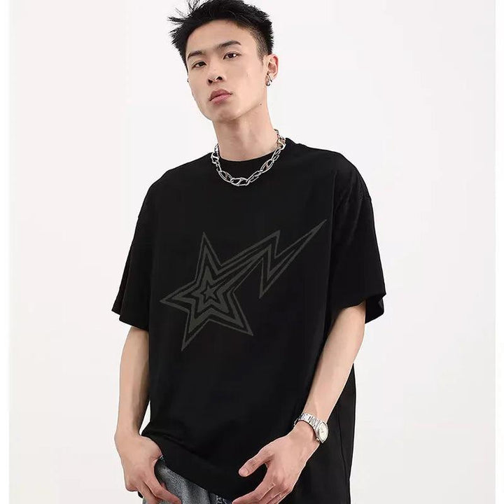 Y2K Retro Star Oversized T-Shirt     - VONVEX