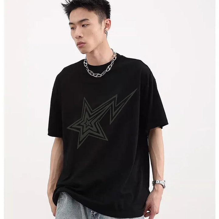 Y2K Retro Star Oversized T-Shirt     - VONVEX