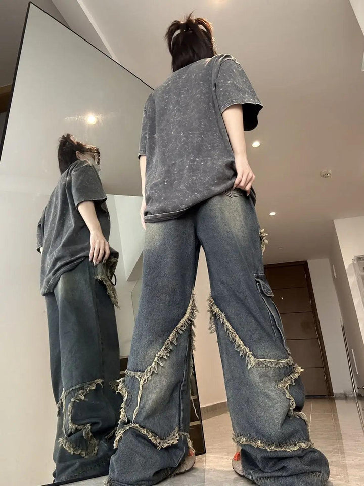 Y2K Star Aesthetic Denim Jeans - VONVEX