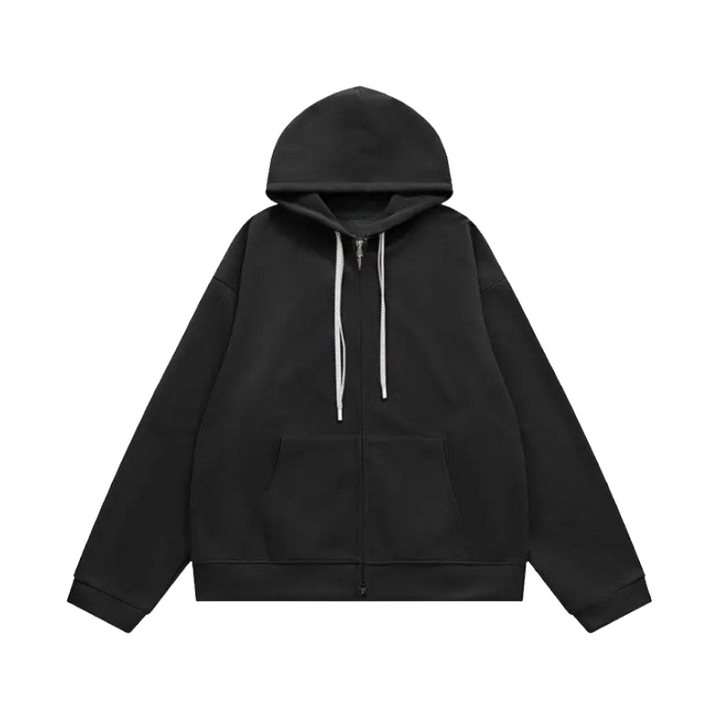 Double Zip Up Oversized Hoodies Jacket     - VONVEX