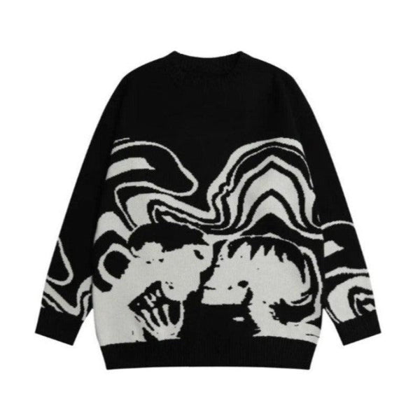 Dark Icon Printed Knitwear Sweater  black M  - VONVEX