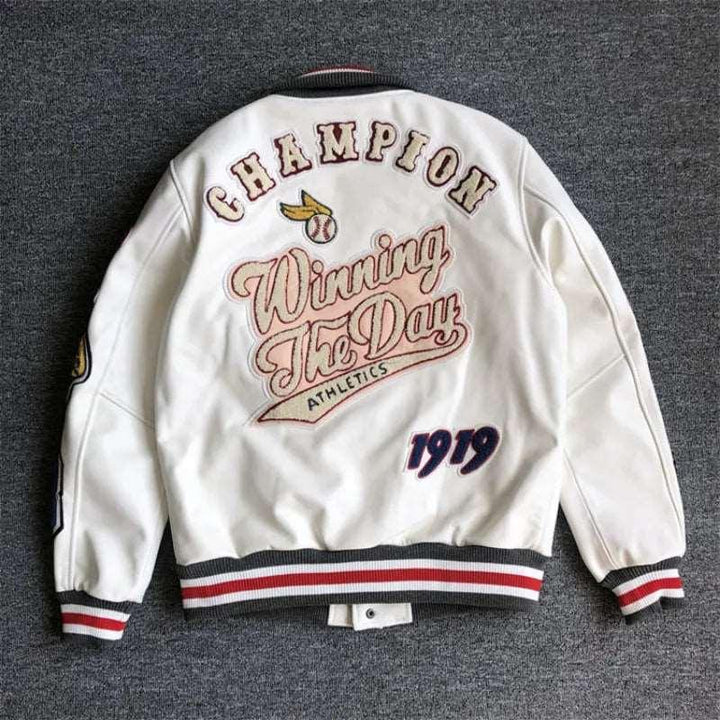 Embroidery Leather Jacket jacket    - VONVEX