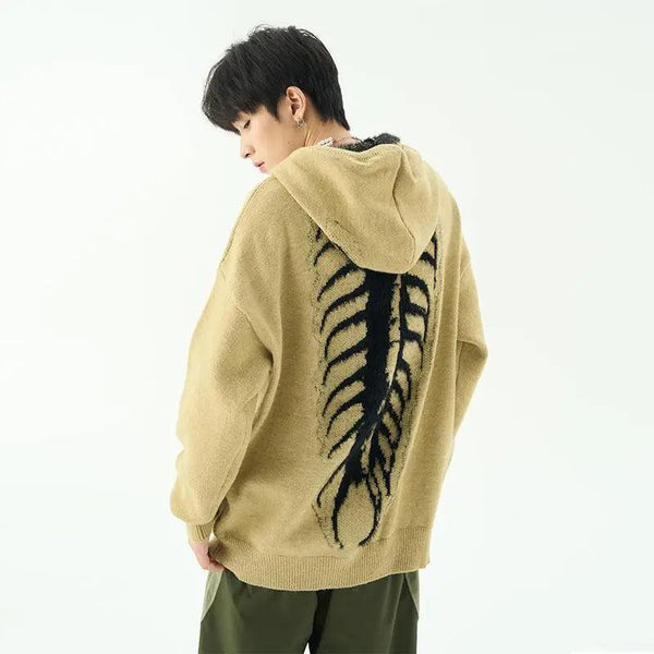 Fishbone Hooded Sweater - VONVEX
