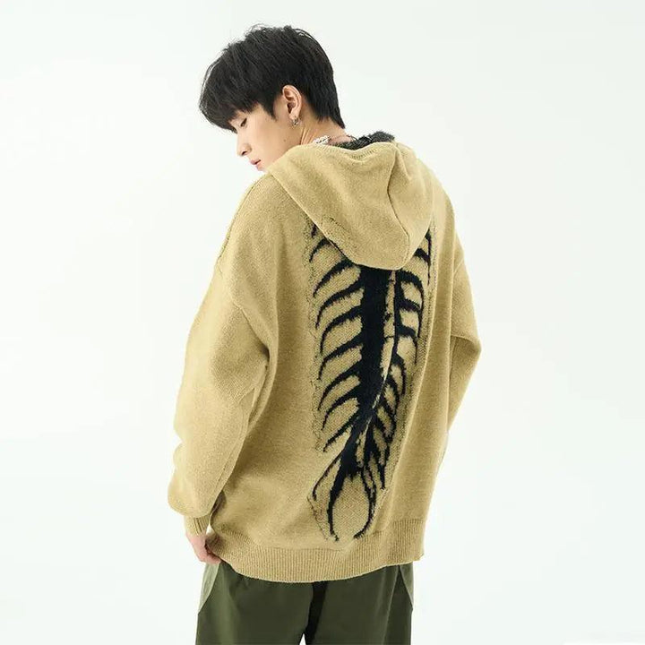 Fishbone Hooded Sweater  Yellow M  - VONVEX