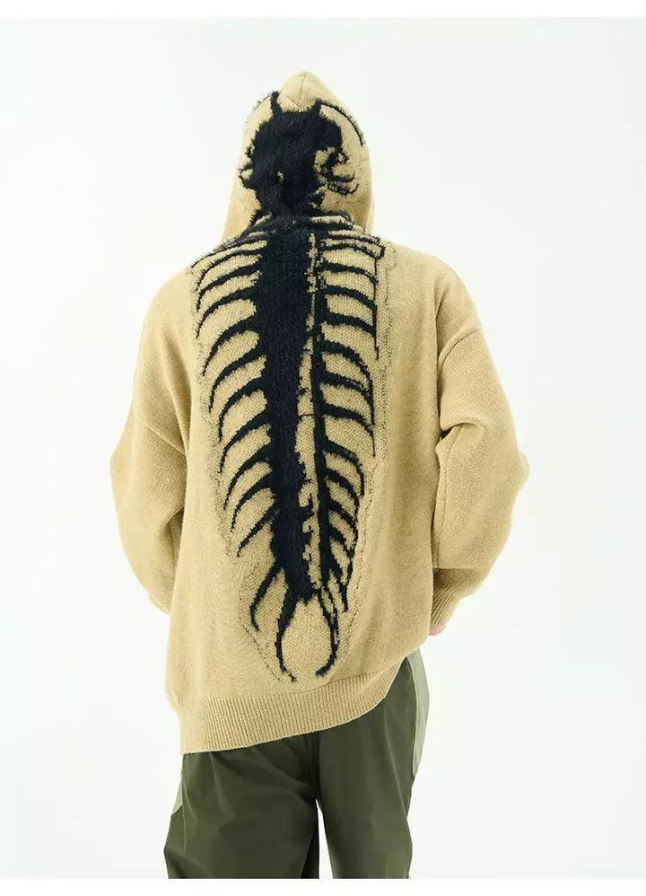 Fishbone Hooded Sweater     - VONVEX