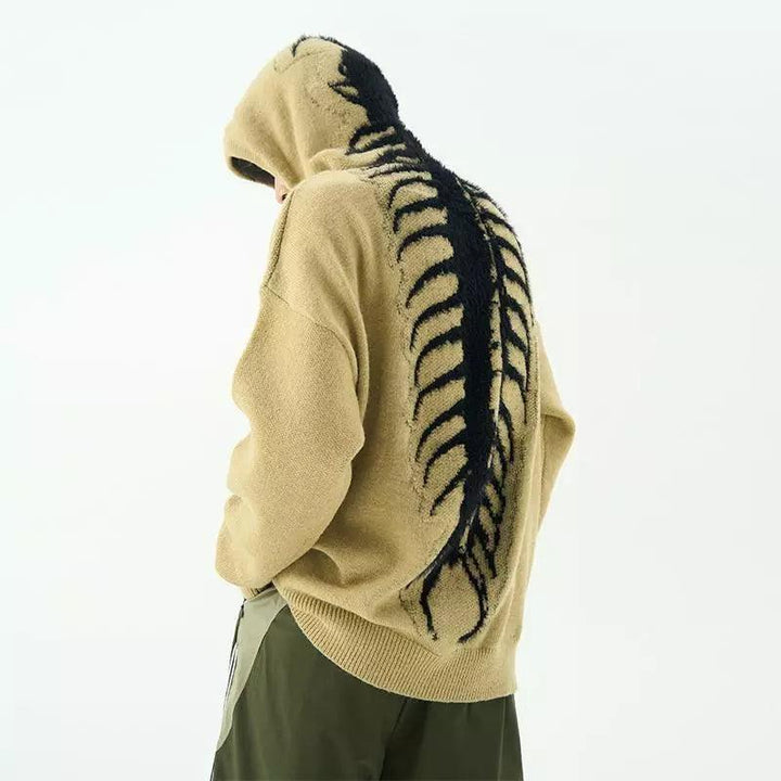 Fishbone Hooded Sweater     - VONVEX