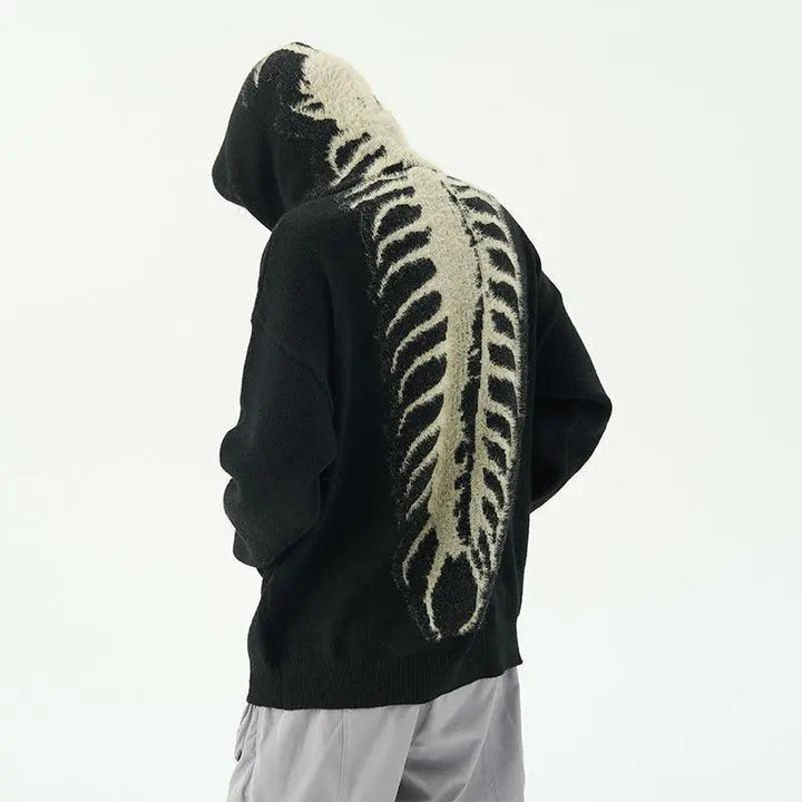 Fishbone Hooded Sweater     - VONVEX