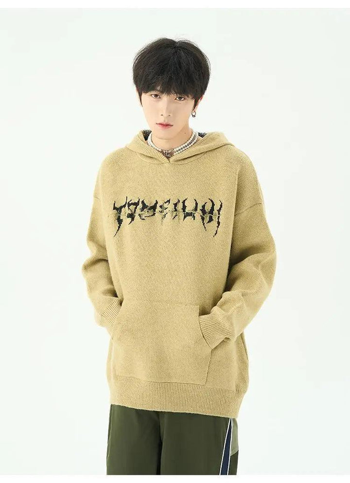 Fishbone Hooded Sweater     - VONVEX