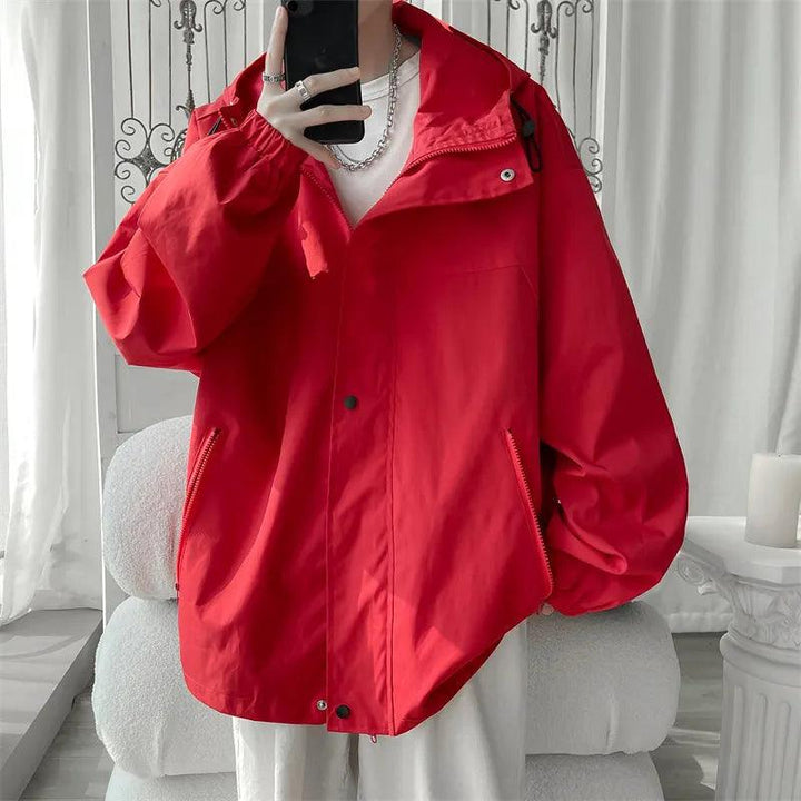 Hooded Bomber Jacket  Red M  - VONVEX